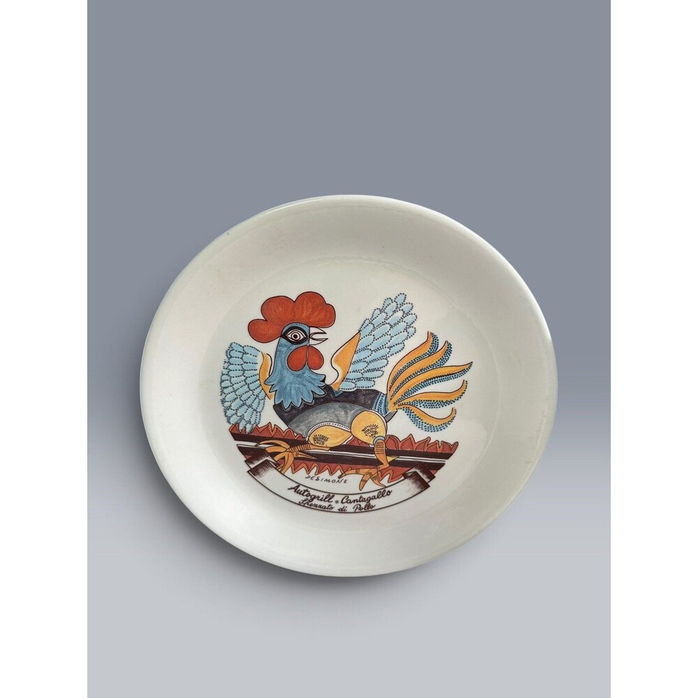 Vintage Autogril Cantagallo Frennato di Pollo Desimone Rooster Plate